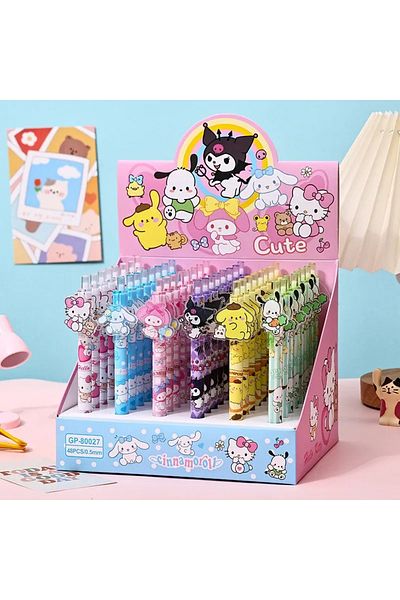 SANRIO 0.5mm F box of 48 pieces Sanrio 48pcs New Gel Pens Kawaii My Melody Student Stationery Supplies 0.5