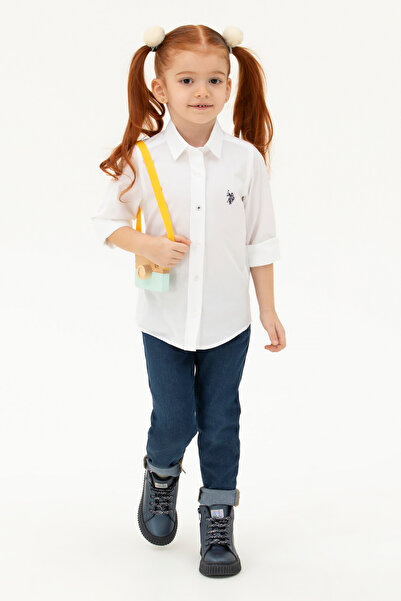 U.S. Polo Assn. Cămașă albă cu mânecă lungă pentru fetiță - 50262968 -VR013