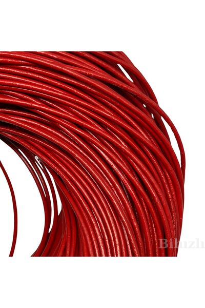 Bi hızlı Hakiki Deri Ip (5 Metre ) Kırmızı