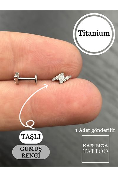 Karınca Piercing Lightning Zircon Stone Titanium Piercing (High Quality)