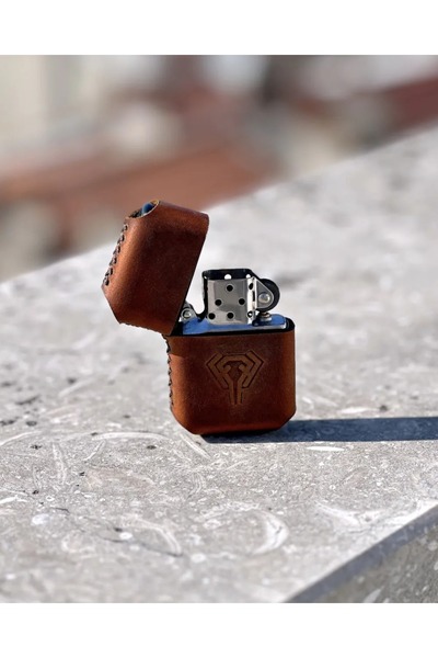 Fil Deri El Yapımı Hakiki Deri Kılıflı Çakmak