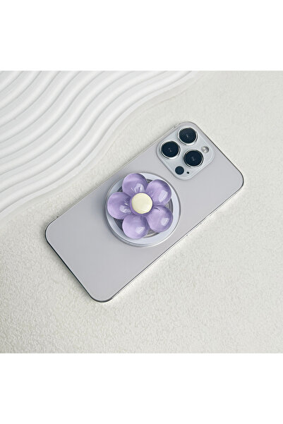 Choice PURPLE Magnetic Cute Floral Retractable Grip for Magsafe IPhone Transparent Resin Candy-Colored Flow