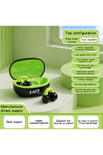 Choice black Wireless ear clip earphones AX10 non-in-ear open V5.3 binaural OWS super long standby sports a