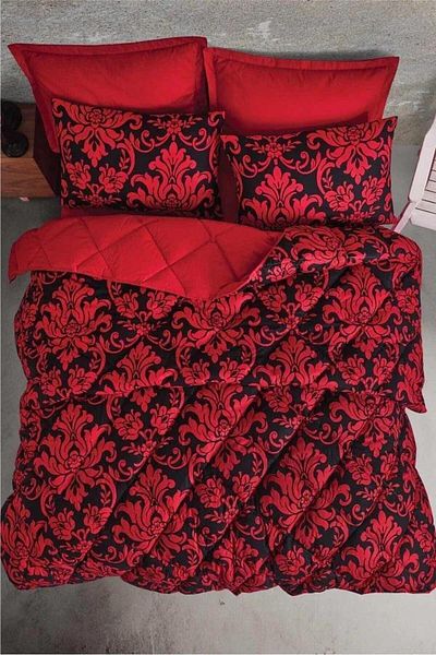 Clasy Ranforce Single Quilt Calligra V3 Red Quilt