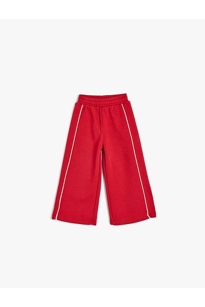 Koton Cotton Raised Wide Leg Sweatpants - Elastic Waist