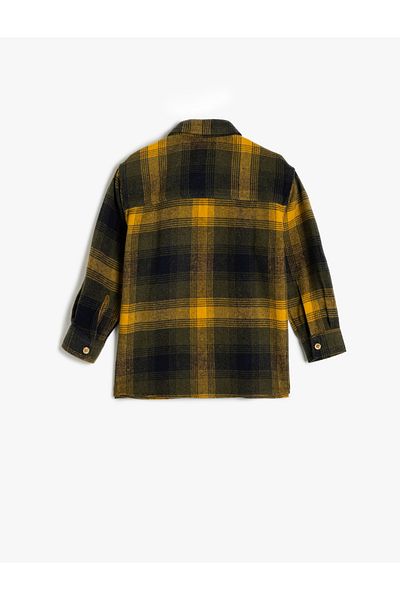 Koton Classic Lapel Lumberjack Shirt with Long Sleeves and Pocket Detail