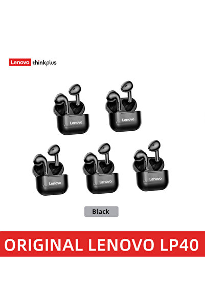 LENOVO سماعات أذن لاسلكية LP40 5black LP40PRO/LP40، 5 قطع، بلوتوث 5.0، ستيريو مزدوج، خاصية إلغاء الضوضاء، صوت جهير قوي، تعمل باللمس