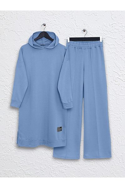Modamorfo Blauer Rasenanzug mit Kapuze und Schlitz