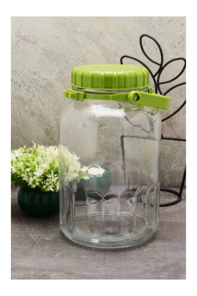 Paşabahçe 80006 Yeşil Kapaklı Cam Kavanoz 4 Lt