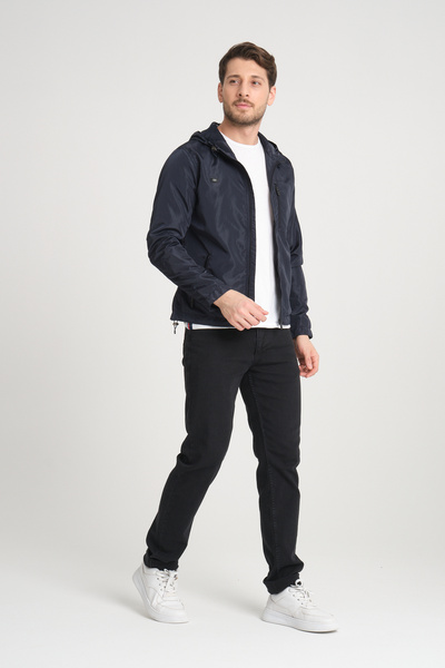 Wise Чоловічий вітровка з капюшоном, нагрудними кишенями та підкладкою з сітки