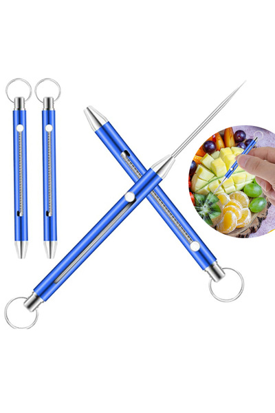 Choice Blue Titanium Telescopic Toothpick Holder Portable Metal Toothpicks fo...