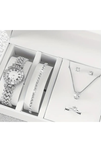 stainless steell VİP lüks taşlı saat ve 5 parça takı set