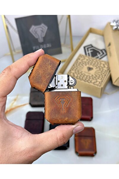 Fil Deri El Yapımı Hakiki Deri Kılıflı Çakmak
