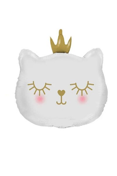 CUGY White Kitten Figure Silver Age Number Balloon Chain Birthday Party Decoration Set