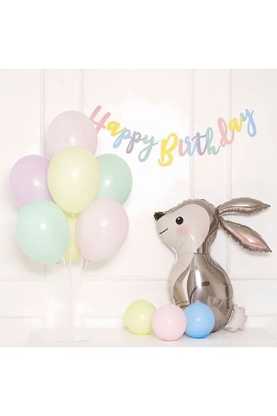 CUGY Mini Colorful Balloon Chain Birthday Party Decoration Set with Rabbit Figure