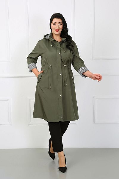 By Alba Collection Γυναικεία καμπαρντίνα με ριγέ μακριά μανίκια