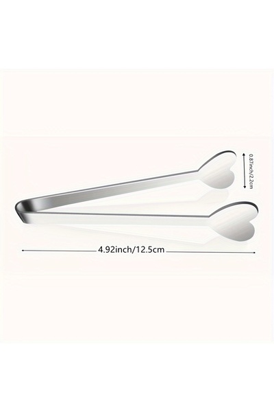 Choice silvery Heart Shaped Mini Tongs - Stainless Steel Small Tongs for Serving Food, Cooking, Appetizers,
