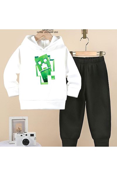 BENROMA Πράσινο Unisex Oversize παιδικό σετ αθλητικής φόρμας - Character Printed