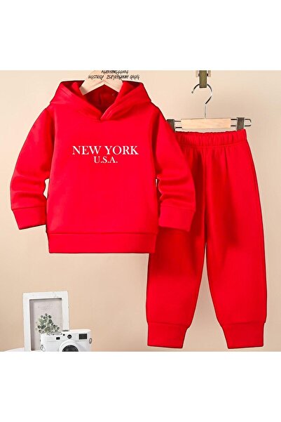 BENROMA Unisex Children's Tracksuit Set - New York Printed, Oversize Fit