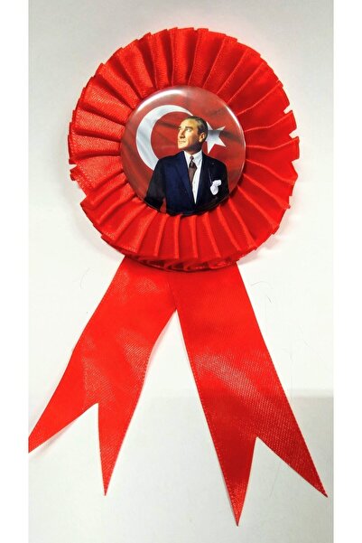 Mor Atatürk Resimli Saten Yaka Kokartı