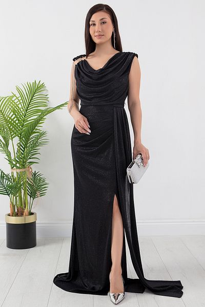 PULLIMM Rochie cu guler cu dantelă cu sclipici cu accesorii pentru umeri 39878