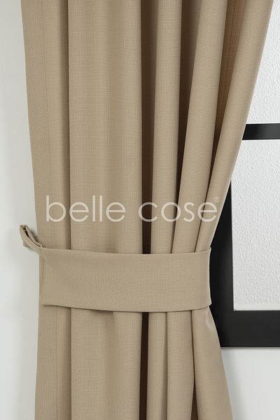 Belle Cose Bohemian Style Linen Look Background Curtain - Pleatless Planted Light Mink