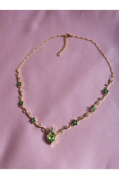 Reorah Collection Tiana Crown Heart Flower Necklace