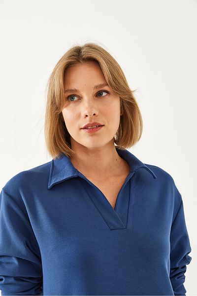 Bianco Lucci Damen-Kleid aus Modalstoff mit Polokragen 60351087
