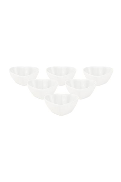 İpek Silk Heart Porcelain 6-Piece Sauce Bowl - White - 3 cm