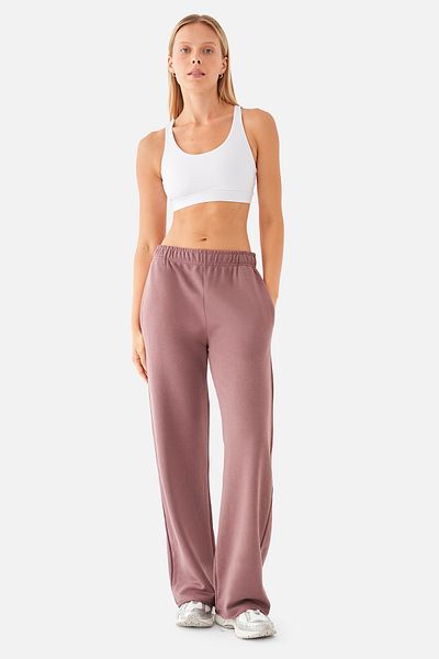 Superstacy Amelia Flared Leg Wide Leg Dark Rose Sweatpants