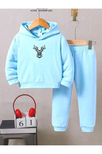 BENROMA Set de trening pentru copii unisex - imprimat cu cerb, mucegai supradimensionat