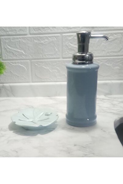 Genel Markalar Sivi Sabunluk Ve Sabunluk 2 Li Banyo Seti,deniz Yildizi, Mavi,gri