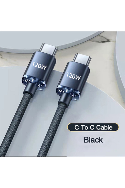 Choice كابل USB C إلى Type C أسود بطول 2 متر وقوة 120 واط لهواتف آيفون 15 برو...