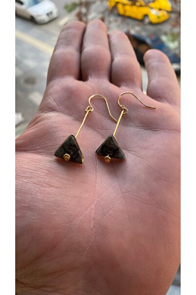 Porsuk Alternatif أقراط نسائية مصنوعة يدويًا على شكل هرم مثلث مطلي بالزنجار