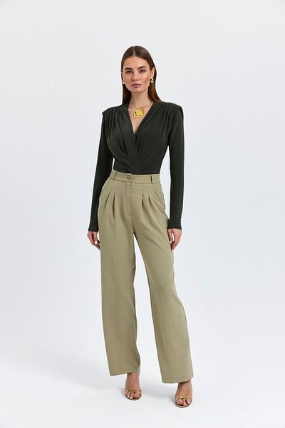 Tuba Butik High Waist Palazzo Light Khaki Women's Trousers