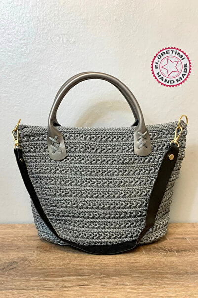 Uretti Şennur 3131 - Сіра макраме ручна сумка