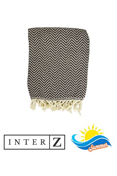 INTER Z Marmaris Dark Brown Cotton Beach Towel - XXL 100X180Cm