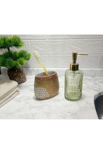 Sia LIQUID SOAPHOLD AND TOOTHBRUSH SET OF 2, Mosaic