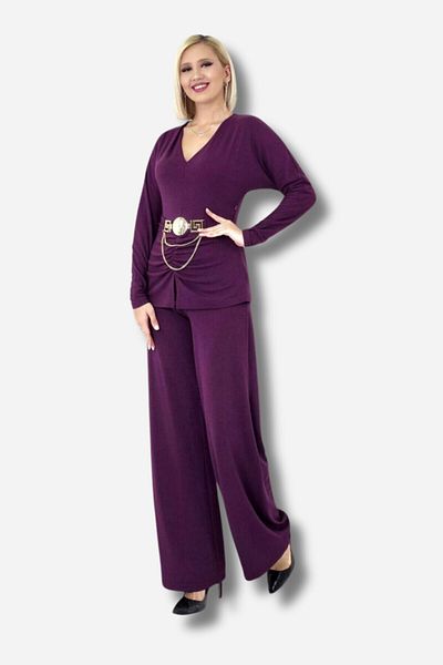 Favori Textile Double Design Gold Accessory Detailed Design Set