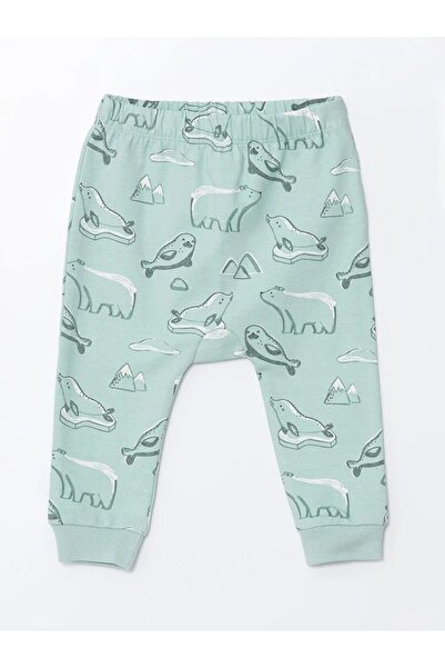 LC Waikiki Lcw Baby Green Printed Crew Neck Printed Baby Boy Cardigan and Pants 2-Piece Set