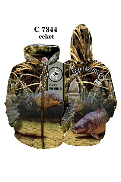 HT Outdoor ЗИМОВИЙ КУРТКА З КАПЮШОНОМ І ЗОБРАЖЕННЯМ КАРПА.