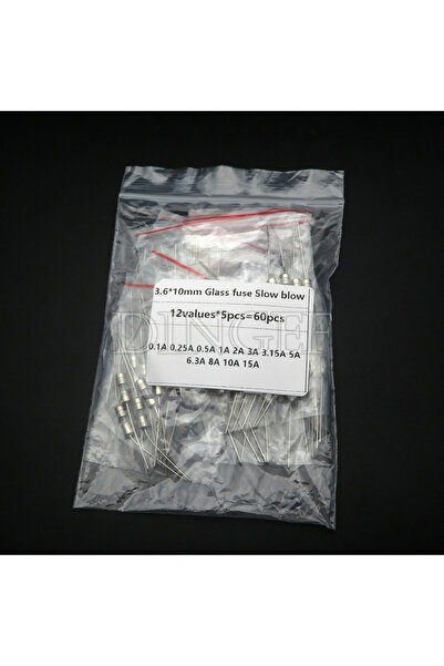 Choice 12 قيمة * 5 قطع = 60 قطعة 3.6 * 10 مم فتيل زجاجي نفخ بطيء 250 فولت 3.6...