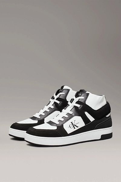 Calvin Klein حذاء رياضي CK Jeans BASKET CUP MID LACEUP أصلي للرجال باللون الأسود YM0YM01109-0GM
