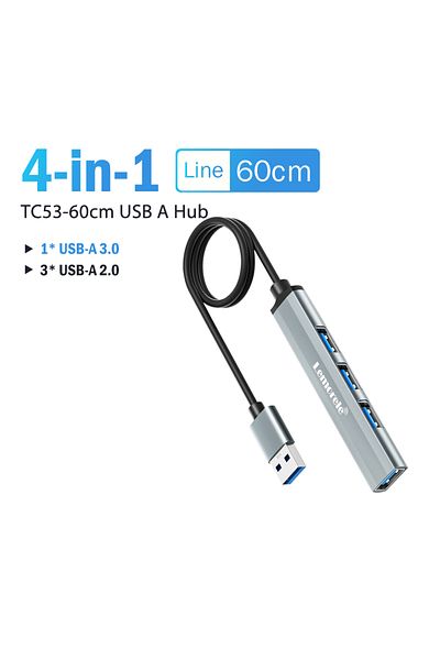 lemorele موزع USB 4 منافذ 60 سم، محول USB A 3.0 متعدد المنافذ، محول موزع USB 4 منافذ 60 سم، محول موزع USB 3.0 متعدد المنافذ، وصول الكمبيوتر المحمول