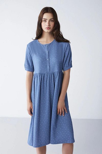 Penyemood Rochie albastră din bumbac pieptănat Mood - Punct 2345