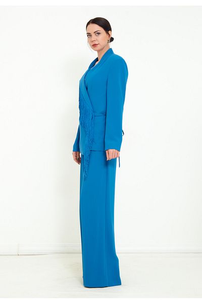Favori Textile Trousers and Long Sleeve Jacket Stylish Double Set with Tassel Detail