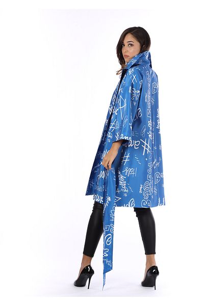 Favori Textile Women's Digital Letter Printed Trench Coat Suitable for All Body Types
