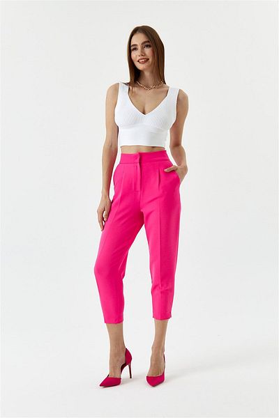 Tuba Butik Γυναικείο παντελόνι Carrot Fit Dark Pink