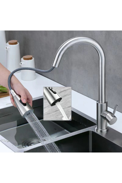 Choice 304 stainless steel Kitchen Faucet Single Hole Pull Out Spout Kitchen Sink Mixer Tap Stream Spray...