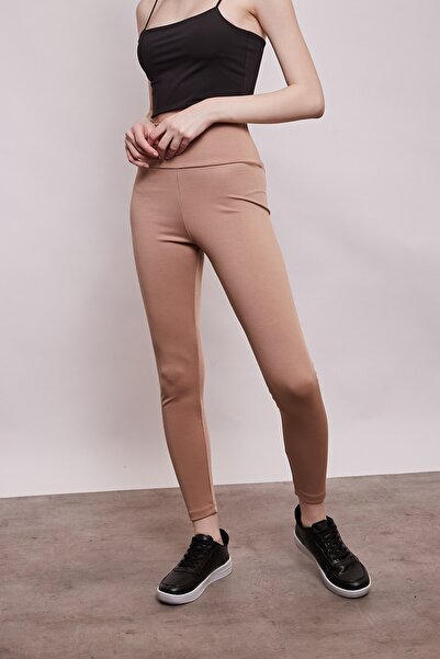Jument High Waist Thick Belted Thick Steel Fabric Leggings-camel